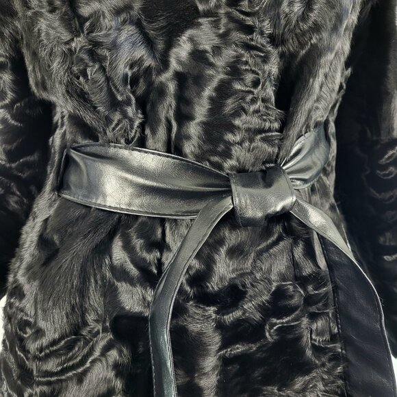 J. MENDEL~M/L~VINTAGE GENUINE BLACK SHEARED LAMB FUR REAL FOX FUR COAT JACKET - Picture 6 of 16